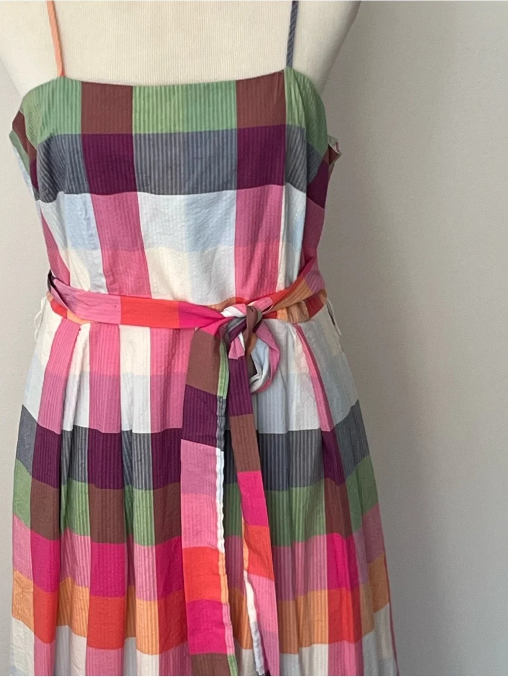 kate spade/Target Madras Plaid Midi Dress in Pink, Purple, Green, Peach, White